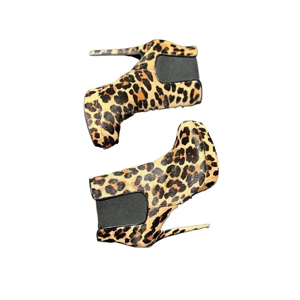 Gianni Bini Leopard Print Calf Hair Stiletto Booties Size 6.5